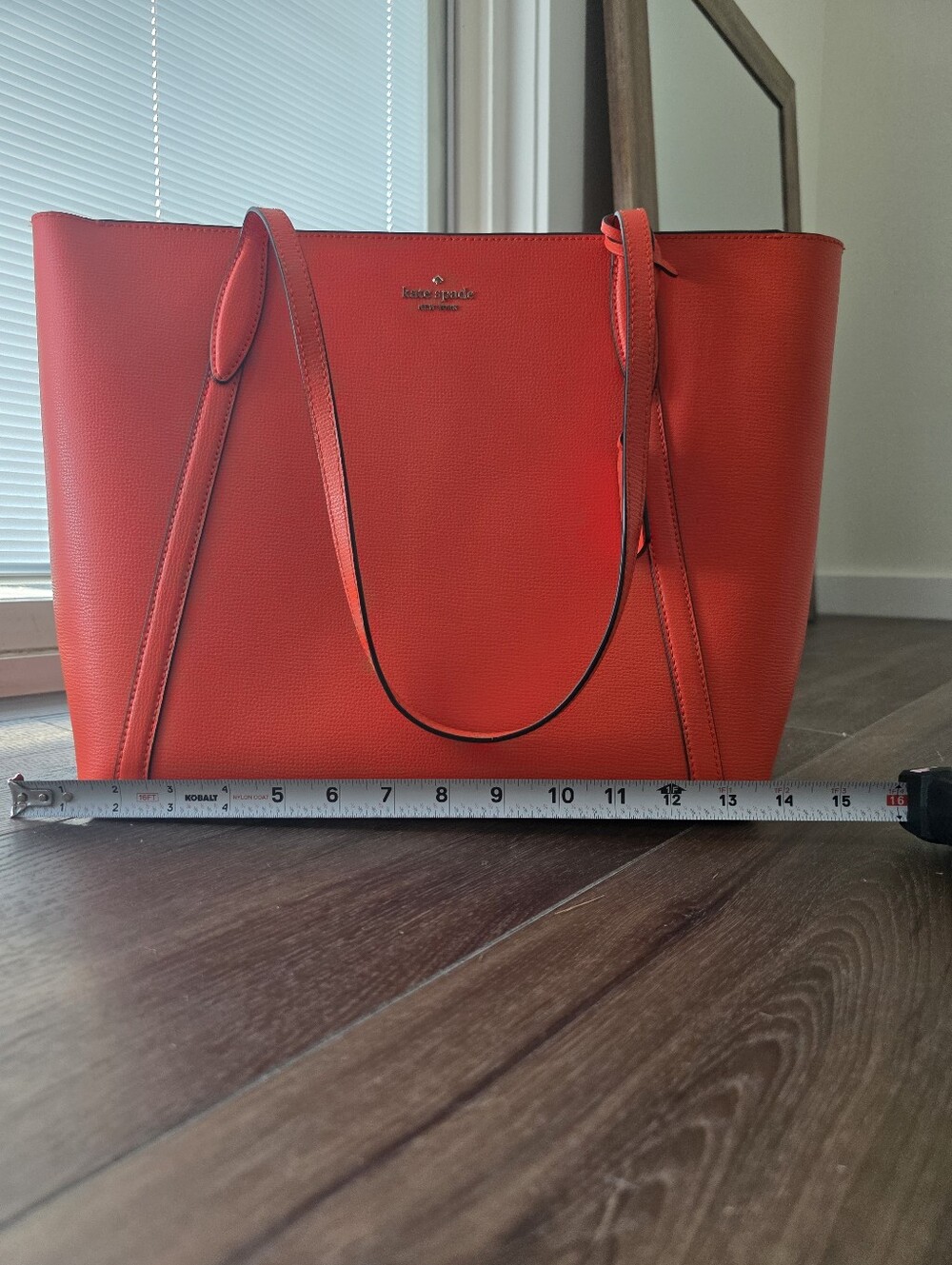 kate spade Bright Orange Pebbled Leather Tote with Shoulder Straps - Picture 5 of 12